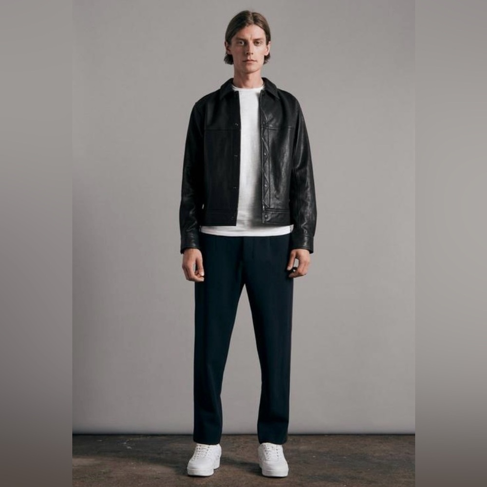 NWT Rag&bone Men’s Owen Leather Trucker Jacket Medium